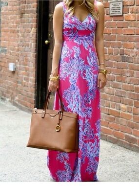 Lilly Pulitzer Sloane Maxi Pink Samba print Floral Dress XXS